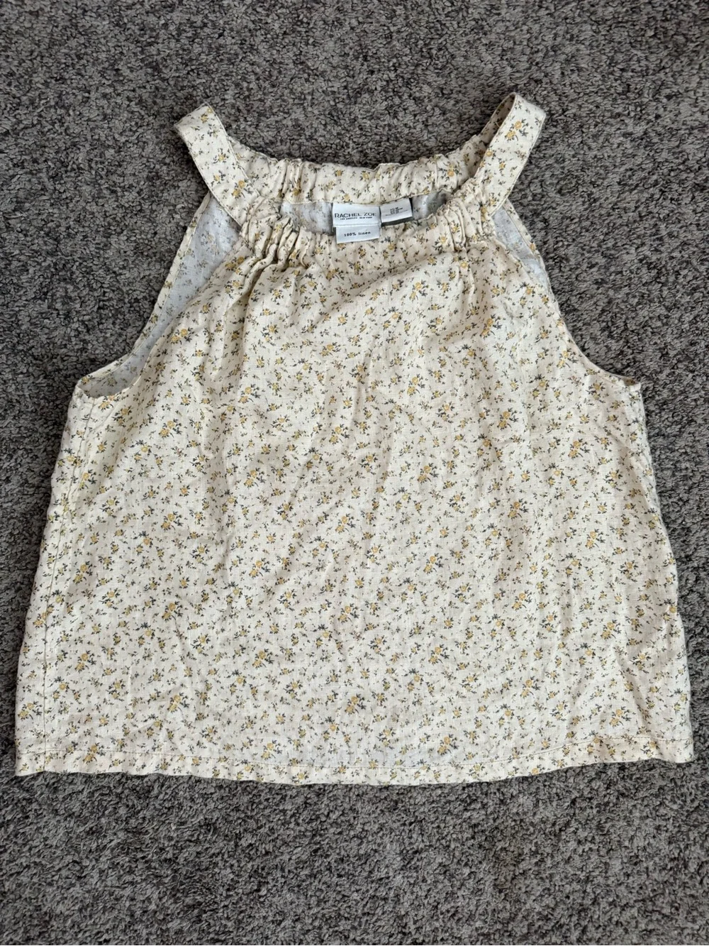 Rachel Zoe 100% Linen Floral Print Halter Tank Top, Size M - Picture 1 of 1